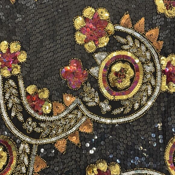 Laurence Kazar Vintage 80s Sequin Beaded Silk Jacket Black Women’s Medium - Picture 10 of 16